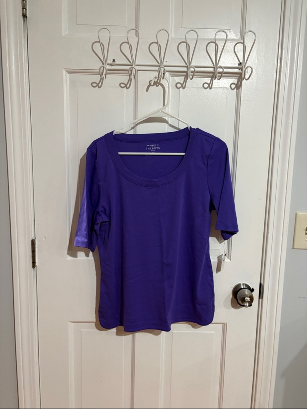 Talbots Vibrant Purple Scoop Neck Short Sleeve Top